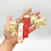 Llavero de Hazte Rico Inmediatamente Zodiaco de Dibujos Animados Llave de Coche Colgante de Pony Dorado Versátil para Pareja Adorno Lindo