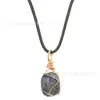 Temu Venta Caliente Colgante de Alambre Dorado Asimétrico Tendencia Piedra Natural Cristal Ágata Piedra Collar Boutique Tk Venta Caliente
