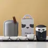 Set de té de viaje creativo de panda, taza Express portátil, juego de almacenamiento de una tetera y tres tazas para acampar, taza de té para regalo de negocios