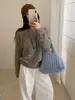 Suéter Pulôver de Gola Redonda Simples e Suave da Coreia do Sul para Mulheres Camisa de Camada Interna Solta e Preguiçosa Top de Tricô Grosso