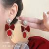 Pendientes Festivos Rojos de Año Nuevo para Mujer Pendientes de Temperamento de Alta Gama Nuevos Pendientes Calientes de Otoño e Invierno Pendientes de Boda de Año Nuevo