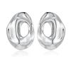 Zhang Xiaofei Cueva Tongfeng Aretes Grandes Simples Femeninos Diseño de Nicho Elegantes Combinan con Todo Aguja de Plata S925 Aretes de Esmalte
