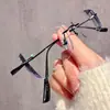 Gafas sin Montura de Titanio Puro de Alta Definición Estilo Lujo Ligero para Mujer, Se Pueden Montar Lentes Graduados, Adecuadas para Hombres Miopes, Antiluz Azul, Fotocromáticas, Adelgazantes, Modernas