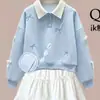 Conjunto de Sudadera para Niños Grandes - Nuevo Moda Primavera/Otoño Top de Manga Larga con Falda Dulce de Encaje Conjunto de Dos Piezas