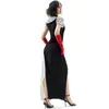 S-XL Disfraz de Película Kuira Vestido Dálmata Halloween Bruja Blanca y Negra Cos Payaso Disfraz de Escenario