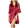 Estação Independente da Amazon Europeia e Americana Cetim Sedoso Sexy Feminino Confortável e Liso Peça Externa Cardigan Longo Feminino Roupas de Casa