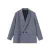 Trajes de Mujer Europeos y Americanos de Primavera y Otoño Nueva Moda Color Puro Doble Botonadura Chaqueta de Traje Holgada Tops Casuales y Versátiles