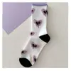 Calcetines para mujer Otoño Nuevo estilo japonés calcetines de media pantorrilla absorbentes de sudor rosa calle moda larga calcetines ins estilo coreano calcetines Zhuji
