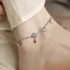 Tobillera de Plata de Loto para Mujer Nueva Tobillera de Gama Alta Nueva Moda China Retro Literaria Elegante Versátil Tobillera