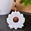 Flor de jade dorado de Xinjiang collar colgante Dudu pez colgante Garra de conejo de jade Garra estilo étnico cadena de suéter accesorios