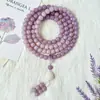 Pulseira Raiz de Bodhi Jada Branco Violeta 108 Esculpida Flor de Lótus Semente de Bodhi Feminina Pulseira Colar de Contas de Bodhi