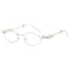 Gafas de Sol de Moda Metálicas Estilo Vintage Y2K para Adulto de 26 Años, Resistentes, Adornadas con Pedrería, Estilo Europeo y Americano, Anti-Luz Azul, Sin Graduación