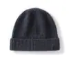 Gorro cálido, grueso, de canalé, de color liso, para otoño e invierno, estilo nuevo, gorro de punto de cachemira con orejeras y una corona redonda