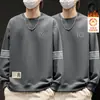 Nueva Camiseta de Manga Larga con Cuello Redondo Otoño/Invierno 2025, Sudadera Versátil de Moda con Forro Polar, Camiseta Básica Unisex