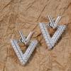Pendientes de Plata de Ley S925 de Doble Uso Delanteros y Traseros en Forma de V para Mujer Verano Ins Pendientes de Gama Alta Pendientes de Cobre con Incrustaciones de Circonita Venta al por Mayor