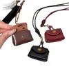 Bolsa Pequeña y Linda de Cuero para Monedas Collar Colgante para Mujer Funda para Auriculares Cuerda de Cuero Cadena de Lana Accesorios Largos Bolsa de Almacenamiento