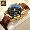 Reloj de la Marca Oris Nuevo Moda Grande Tres Ojos Seis Manecillas Cronógrafo Reloj Resistente al Agua Calendario Reloj para Hombre Reloj para Hombre