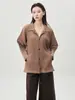 Chaqueta con Solapa Issey Miyake para Mujer Moda de Alta Gama Gruesa Holgada Botón Oculto Cordón de Ajuste Moda Versátil Sudadera Cárdigan