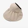 Chapéu de Concha Dupla Face Preto para Mulheres, Chapéu de Sol para Uso Externo no Verão com Proteção UV, Aba Larga, Tendência, Chapéu de Sol Aberto no Topo