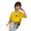 Camiseta de Manga Corta de Algodón Puro para Niños Verano Nuevo Estilo Casual Holgada Ins Marca de Tendencia Moda Tops para Bebés Niños Pequeños y Medianos