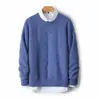 Suéter Baicai de Terciopelo 100% Lana Pura Cuello Redondo para Hombre Otoño/Invierno Cable Grueso Tejido Moda de Negocios Casual Capa Base Tejida
