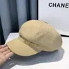 Chapéu de Pintor Versátil Estilo Coreano para Mulheres, Boina Estilo Britânico, Boné Bico de Pato Emagrecedor, Chapéu Octogonal com Botão Simples, Fashion