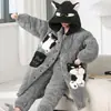 Pijama masculino inverno forrado com fleece espessado acolchoado de três camadas roupão de dormir longo quente de fleece de coral para crianças mais velhas e adolescentes conjunto