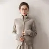 Cardigan de Punto de Cachemira Pequeño de Estilo Nuevo para Otoño e Invierno, Top de Mujer con Cremallera, Suéter Exterior Cálido Holgado