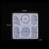 Molde de silicone para gesso de resina de cola gota de cristal DIY 6 com furo etiqueta geométrica pingente de colar brincos
