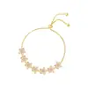 Pulsera Flor de Diamantes Completos Microincrustada de Circonita Estilo Tiktok para Mujer, Joyería de Lujo Ligero Estilo Europeo y Americano Venta Directa de Fábrica