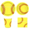 Mm321 Bola de Softbol Esportes Bola Festival Esportivo Festa Louça de Mesa Conjunto de 4 Peças para 8 Pessoas Pratos de Papel Guardanapos de Papel Copos de Papel