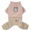 Nueva ropa de otoño e invierno para mascotas perros y gatos, cálida y anti-pelo, sudadera con capucha de cuatro patas de patchwork de 26 rayas para perros Teddy y Bichón