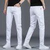 Pantalones Casuales Blancos de Algodón Puro de Lujo Ligero para Hombre de Verano, Estilo Coreano Modernos Rectos Delgados Largos, Nuevo Modelo 2026