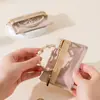 Bolsa de Almacenamiento para Joyería de Terciopelo Transparente para Viaje con Cremallera para Monedas Tarjeta de Autobús Lápiz Labial Portátil Bolsa de Almacenamiento
