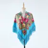 Bufanda Cuadrada con Borlas Estilo Ruso, Superventas Transfronteriza, Bufanda Versátil de Algodón Cálida de Invierno, Chal de Alta Gama