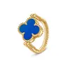 Novo Anel Kaleidoscópio Van Gogh V-Gold Ouro 18K Versão Estreita Ouro Rosa Anel Trevo de Quatro Folhas da Sorte Cravejado com Diamantes Empilhável