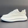 Sapatos Masculinos 2025 Novos Sapatos Brancos Respiráveis de Malha Tendência Versátil Sapatos de Cano Baixo Sapatos com Solado Grosso que Aumentam a Altura Sapatos Casuais Confortáveis
