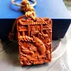 Pingente Chaveiro Pêssego Madeira 3D em Relevo Presente, Símbolo da Paz Jujuba Madeira Finamente Esculpido, Bolsa da Sorte, Chaveiro de Carro, Buda Guanyin