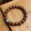 Autêntico Material Antigo Sandália Dourada Pulseira de Contas de Oração Budista Joia de Estilo Étnico Contas de Madeira Contas Soltas