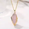 Piedra Natural Transfronteriza Piedra Cruda Irregular Cristal Chapado en Oro Colgante Cuarzo Rosa Citrino Joyería DIY Al por Mayor