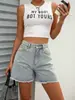 40-En-Stock-30760 # Estilo Casual Holgado de Moda Europeo y Americano. Shorts de Mezclilla para Mujer con Cintura Holgada que Te Hacen Ver Más Delgada.