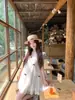 Vestido Elegante de Tul con Encaje de Manga Corta 2025 Verano Nuevo Estilo Fresco Pequeño Falda con Lazo