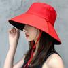 Verano nuevo protección solar sombrero para el sol estilo coreano versátil color sólido de doble cara que reduce la edad sombrero de pescador ala grande cubre la cara sombrero de cubeta femenino