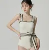 Nuevo traje de baño de una pieza para mujer, que cubre el vientre, adelgazante, sexy, con escote pequeño, push up, traje de baño de aguas termales