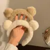 Tiara Fofa com Orelhas de Urso para Mulheres Outono e Inverno Pelúcia Máscara de Lavar o Rosto Tiara Desenho Animado Franja Cabelo Quebrado Acessórios de Cabelo