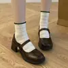 Zapatos Mary Jane para Mujer 2026 Primavera Nuevos Zapatos de Tacón Alto para Mujer Retro Francés Punta Redonda Tacón Grueso Zapatos de Cuero Negro