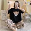 Sudeste Asiático Desenho Animado Cabeça do Mickey Pijama Doce Feminino Verão Manga Curta Calça Meninas Casual Roupas de Casa