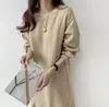 En stock Corea del Sur Elegante Invierno Engrosado Relajado Cuello Redondo Holgado Casual Forro Polar Cola de Pescado Vestido Sudadera Vestido