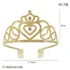 Corona de Novia con Strass en Forma de Corazón con Peine, Accesorio para el Cabello, Dorado, Plateado, Oro Rosa, Corona para Fiesta de Cumpleaños Infantil, Tocado