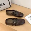 Sapatos mules femininos quadrados, com recortes e fivela, modelo novo de inverno 2026, forrados com pelúcia, quentes, confortáveis, com sola macia, casuais, para calçar sem esforço